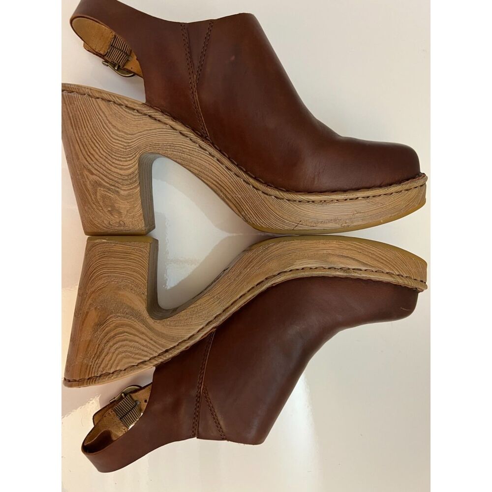 Born Brown Leather Platform Clogs - Picture 7 of 9